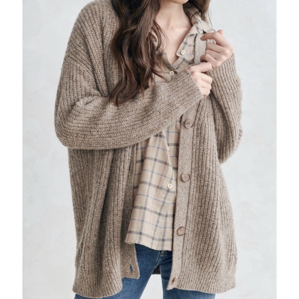 Jenni Kayne $475 Cashmere Cocoon Cardigan Sweater in Taupe Women's XS Luxury